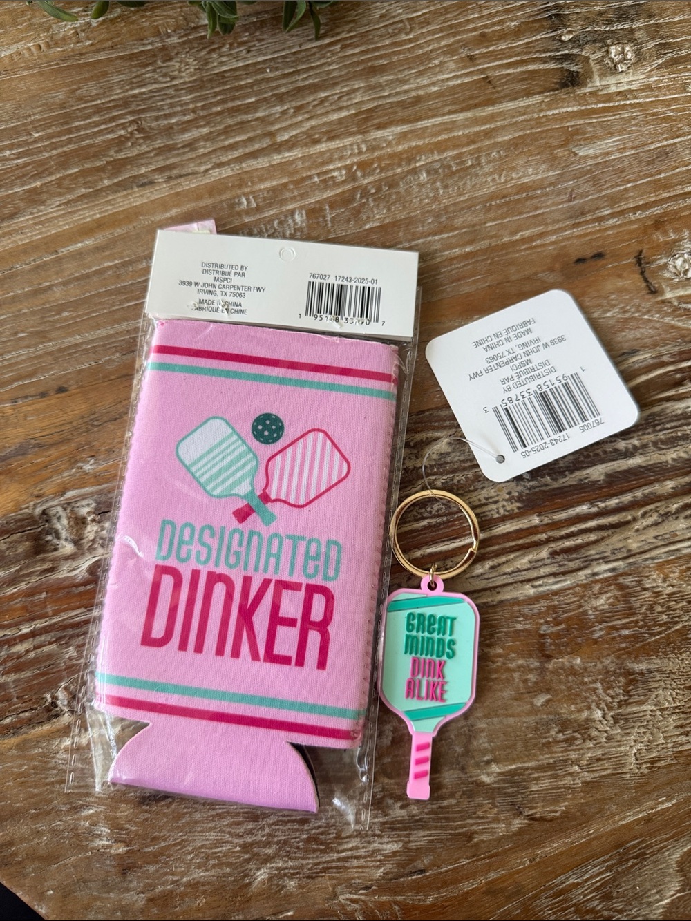 Designated Dinker Pink Paddle Can Cooler + Keychain